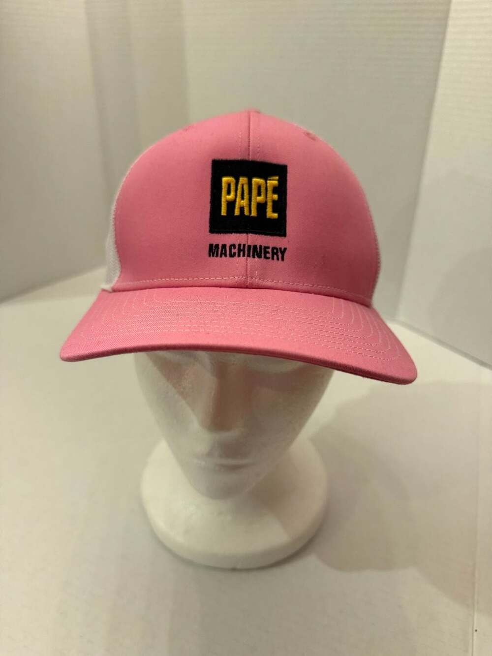 Richardson Papé Machinery Trucker Hat Pink White Snapback Style 112